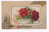 Carnation flowers shaped silk inset Birthday Winsch pub 1909 Carnation