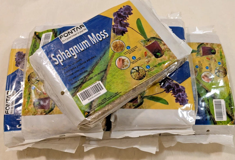 Fontar sphagnum moss bags, green dried moss in sealed pouches (lot of 6)