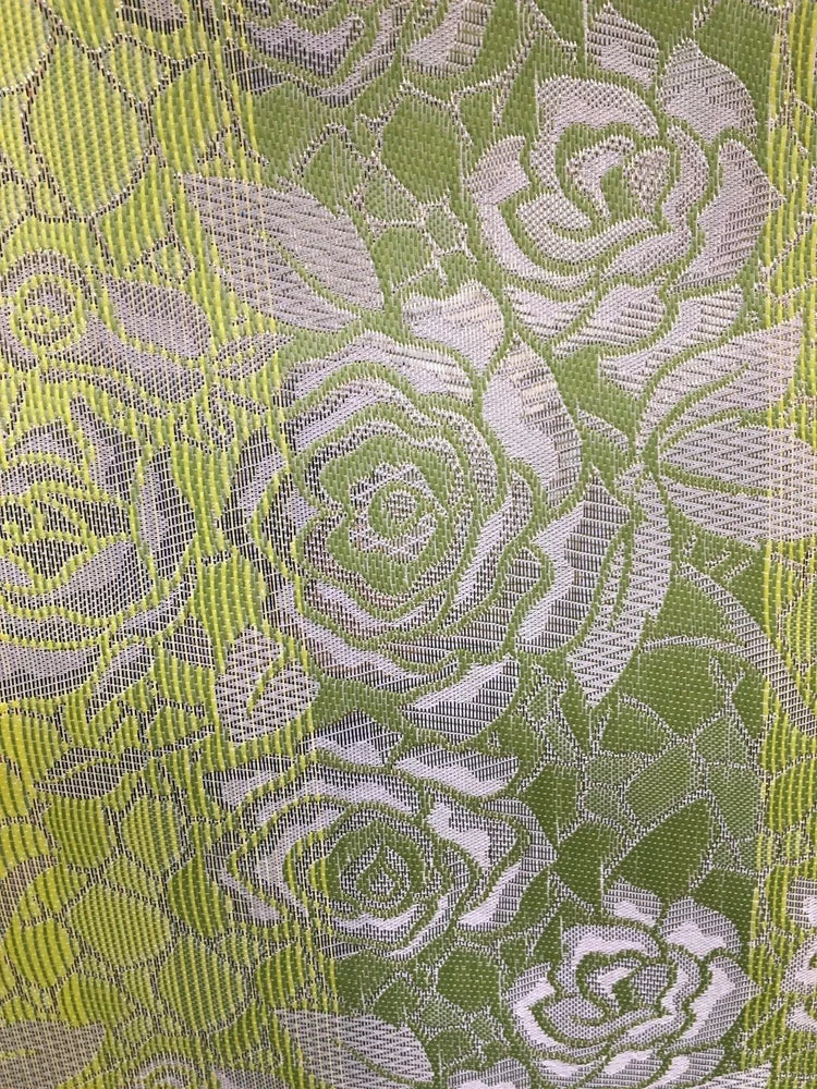 YELLOW GREEN GOLD METALLIC FLORAL BROCADE FABRIC (60 in.) Sold By The Yard Flowering Plants