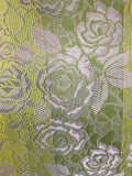 YELLOW GREEN GOLD METALLIC FLORAL BROCADE FABRIC (60 in.) Sold By The Yard Flowering Plants