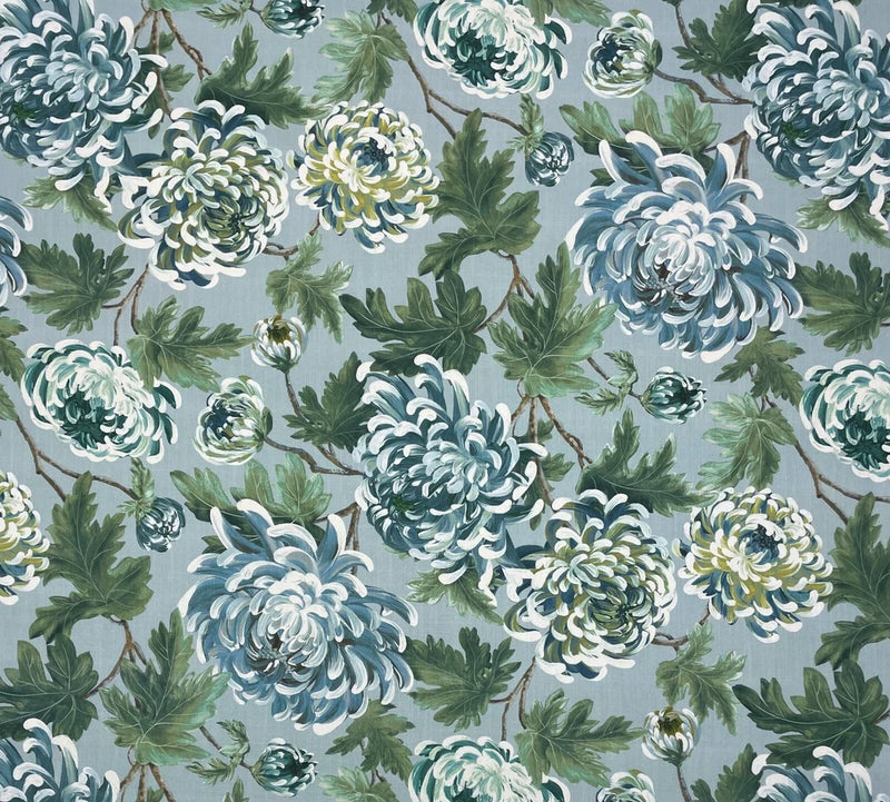 BALLARD DESIGNS ALORA CELADON GREEN OVERSIZE FLORAL MULTIUSE FABRIC BY YARD 54"W Flowering Plants