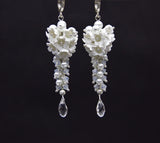 Handmade Silver Plated Wedding Earrings Polymer Clay Earrings Lily Of the Valley Lily
