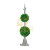Spired Two Sphere Boxwood Topiary Green Gray Indoor Outdoor Garden Home Decor Green Plant