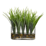 Nearly Natural Vanilla Grass Artificial Plant in Oval Vase in Green Green Plant