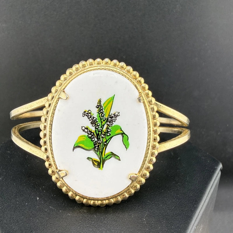 Vintage Lily of the Valley Bracelet Gold Tone May Birth Flower MCM 5.5Ó Lily