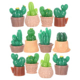 16 Pcs Succulents Plants Artificial Mini Resin Cactus Sculpture Figurines Green Plant