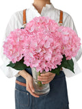 Pink Silk Hydrangea Fake Flowers, 4PCS 21" Large Lifelike Outdoor Artificial ... Hydrangea