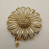 Vintage Sarah Coventry Daisy Mae Sunflower Flower Statement Pin Brooch Gold Tone Sunflower