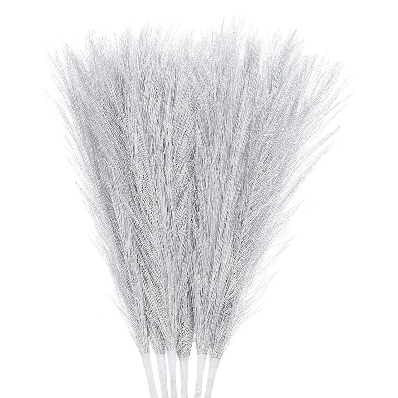 3Pcs Pampas Grass 17.7" Fake Pampas Grass for Wedding Decoration Silver Pampas Grass