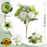 Floweroyal 4 Bunches Green Silk Peony Flowers, Wedding Party Bouquet Peony