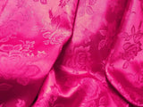 SATIN BROCADE FLORAL JACQUARD FABRIC WEDDING YARD-FUCHSIA Flowering Plants