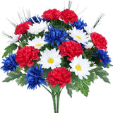 17.3" 13 Heads Artificial Flower Patriotic Memorial Bouquet Red White and Blue F Hydrangea