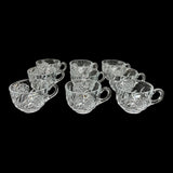 Set of 9 EAPG New Martinsville Glass Clear Carnation Pattern Punch Cup c. 1920s Carnation