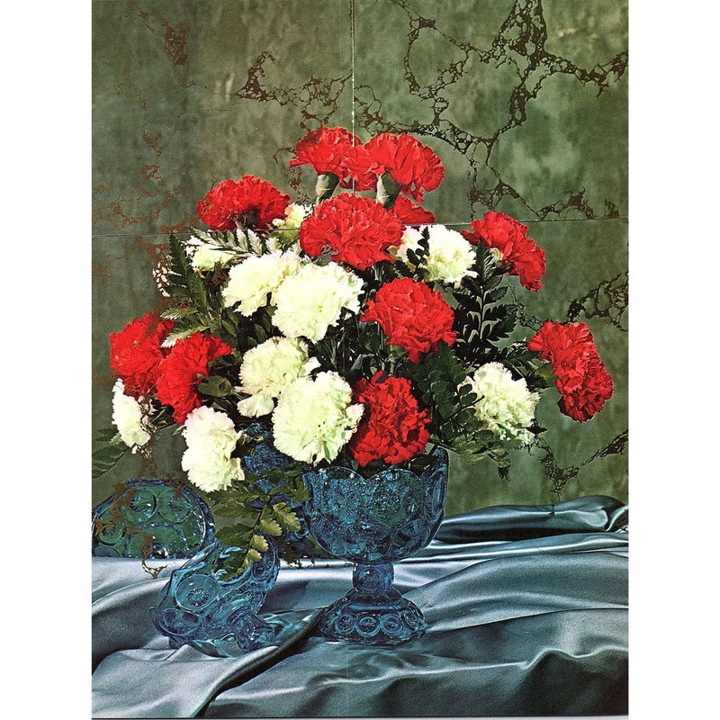 Vase of Lovely Carnation Flowers 1970s Retro Kitsch Wall Art Print SE8 Carnation