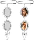 2Pcs Wedding Bouquet Photo Charms with 4Pcs Oval Glass Cabochons, Classical Aest Bouquet