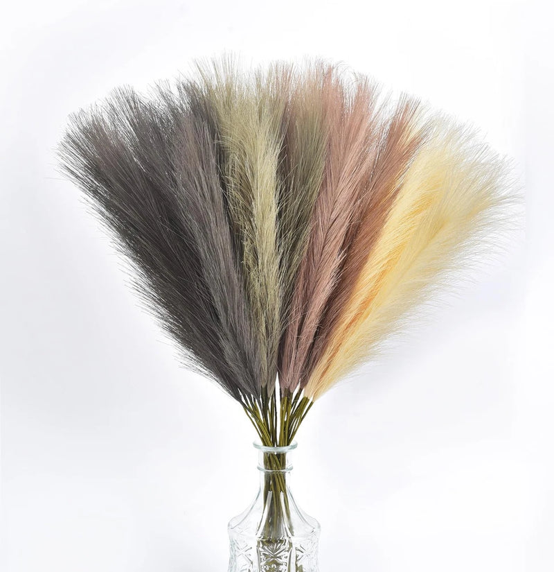 Beige Pampas Grass Decor,23Inch 16pcs Faux Pampas Grass Bouquets Artificial P... Pampas Grass