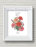 Birth Month JANUARY "Live Life in Full Bloom" UNFRAMD Carnation Art Print Mother Carnation
