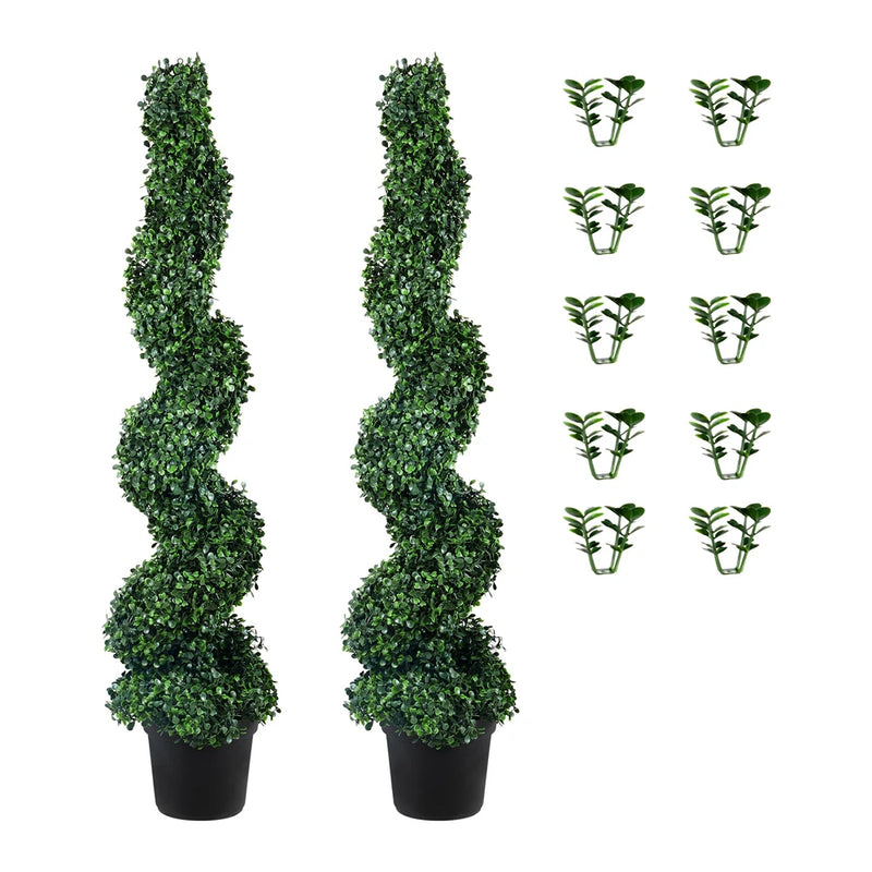 Uimoso 2Pack 5ft Artificial Topiary Spiral Tree Faux Plant In/Outdoor Home Decor Green Plant
