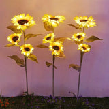 3-Lights Sunflower Outdoor Solar Garden Stake Lights Waterproof Yard Light Decor Sunflower