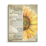 Kas Home Sunflower Wall Decor Inspirational 15"L x 12"W, Yellow - Flower Sunflower