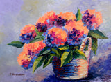 original acrylic painting Hydrangea Painting Floral  on canvas panel 12x16 in Hydrangea