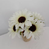 Cream Sunflower Potted Plant Faux Artificial Ashland Fall Flower Floral 5 Heads Sunflower