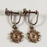 Vintage Gold Tone Flower Screw Back Earrings Sunflower Sunflower