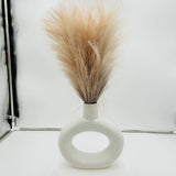 White Ceramic Vases Faux Pampas Grass Water Drop Design Doughnut Vase Modern Pampas Grass