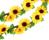 4 Packs 8.5ft/Pcs Artificial Sunflower Garland Silk Sunflower Vine Yellow Flower Sunflower