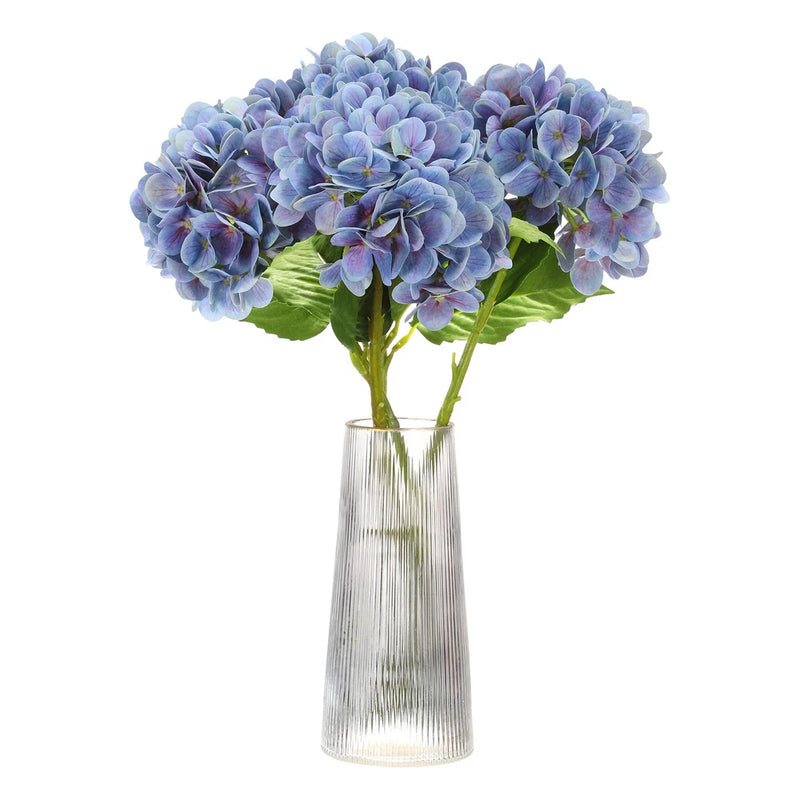 4pcs Artificial Hydrangea Flowers 18.5" Latex Faux Hydrangea Flower, Light Blue Hydrangea