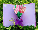 3D Pop Up Greeting Card Handmade Carnation Flower Bouquet Birthday Love Carnation