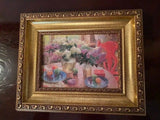 Vintage Painting Floral  Art Painting Flower Still Life 8 X 10 Gold Frame Hydrangea