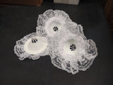 Set Of 3 Lace Bouquet Collar Ring, Wedding, Handheld Bridal Flowers, White, 6" Bouquet