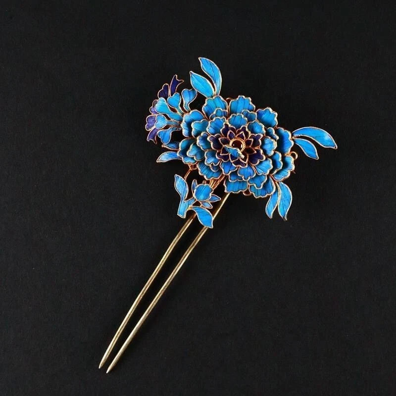National Classical Style cloisonne High-end ÒPeony Flower Corsage Ó Hairpin M553 Peony