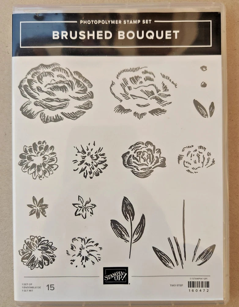 Stampin' Up! Brushed Bouquet clear stamp set with assorted floral and leaf designs