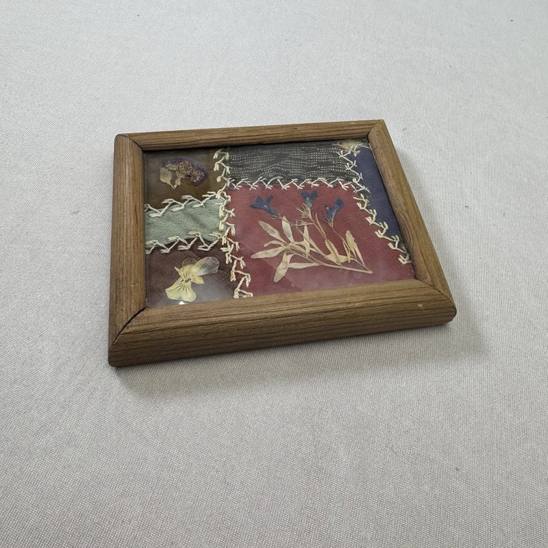 3x5 Vintage Cloth & Dried Flowers In Frame Dried Flower