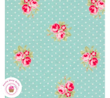 Moda BAREFOOT ROSES TW03AQ Blue Floral Dot TANYA WHELAN Quilt Fabri SHABBY CHIC Roses