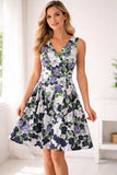 Talbots x Oprah Magazine Dress 6 Hydrangea Fit & Flare Surplice Pockets Spring Hydrangea