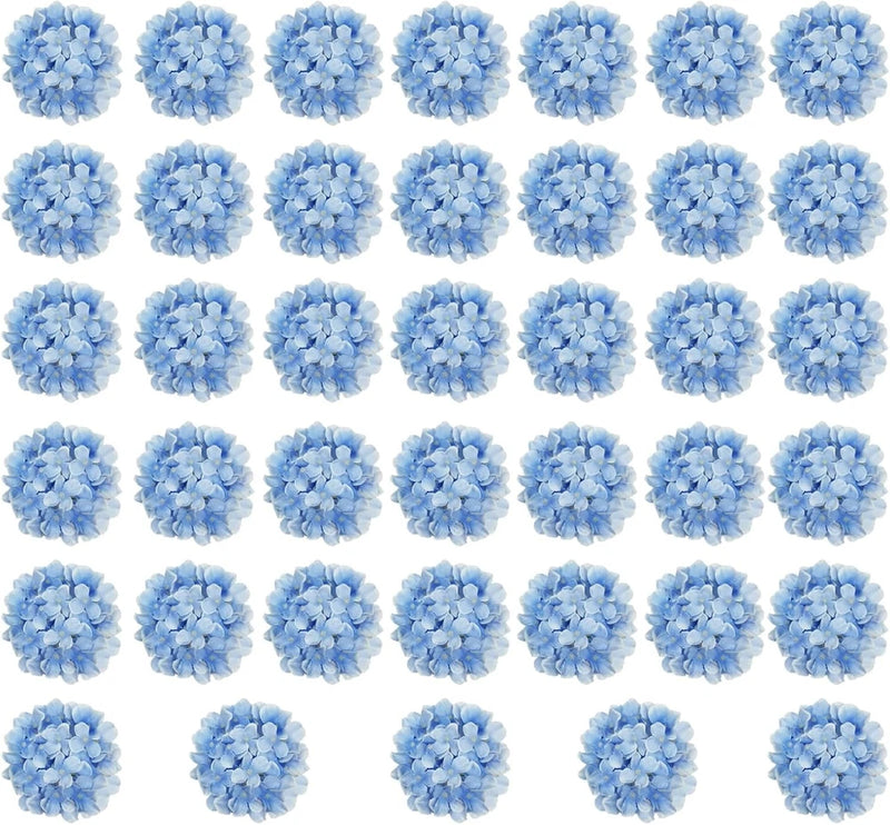 Blue Hydrangea Artificial Flowers Bulk, 40 Pcs Faux 40 Pcs, Light Hydrangea