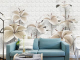3D Grey Lily Flower ZHUA8134 Wallpaper Wall Murals Removable Self-adhesive Amy Lily