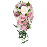 Wedding Bridal Bridesmaid Bouquet Artificial Rose Flowers Drop Shape Party Decor Bouquet