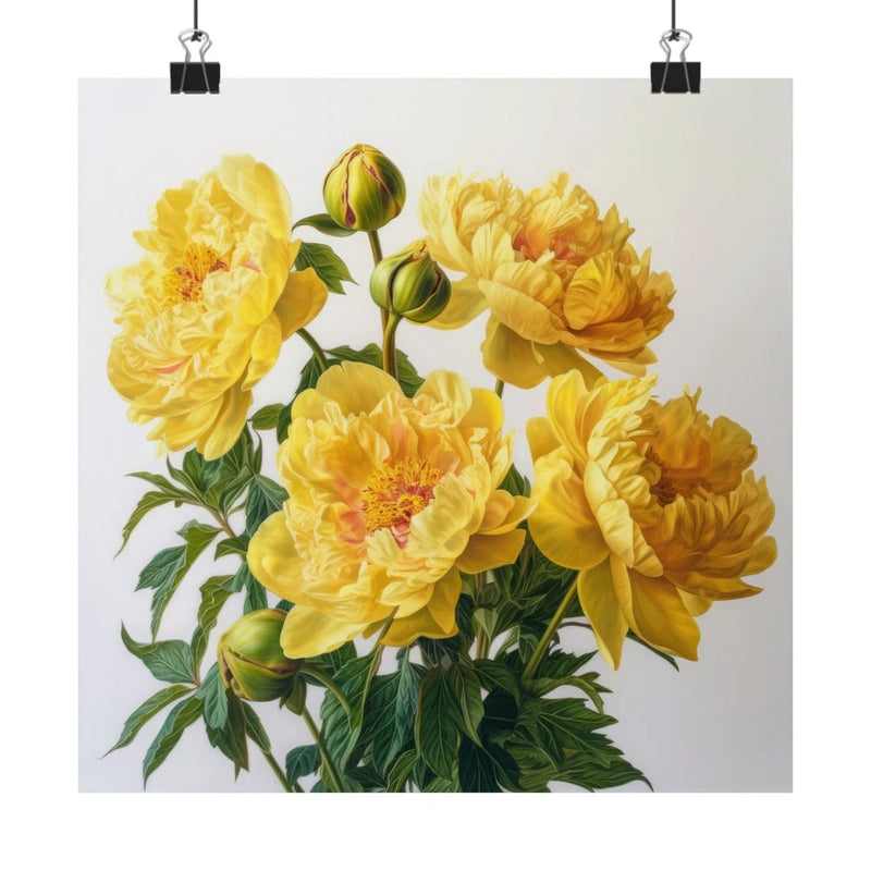 Yellow Peonies Flower Art Print, Yellow Flower Painting, Flower DŽcor 02 Peony