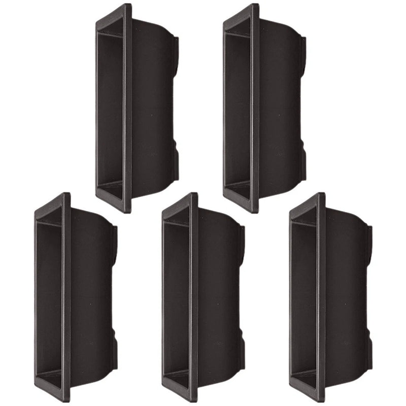 Set of rectangular black plastic plant pots with open top and side handles