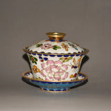 Purple copper tire, cloisonn Ž cover, shredded peony flower cover, bowl ornament Peony