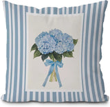 Blue Hydrangea Floral Pillow Covers 18X18, Preppy Girly Room Decor Aesthetic, Au Hydrangea