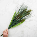 Group of 2 Artificial Fuzzy Bloom Wheat Grass 26" Floral Bushes Green Plant