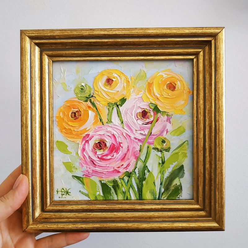 Ranunculus Painting Impasto Oil Painting Floral Art Original Art 3D Painting 6_6 Ranunculus