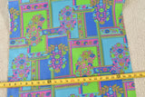 By 1/2 Yd/Vintage/Pink Lime & Blue Floral on Silky-Cotton/Schwartz-Liebman,B1724 Flowering Plants