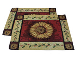 Lot Of 2 Placemats Sunflowers Fall Autumn Colours Yellow Red Cotton Blend Thick Sunflower