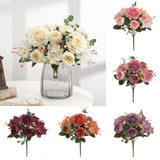 Silk Fake  Home  Peony Flowers Vintage Artificial  Retro Bouquet Wedding  Decor Peony